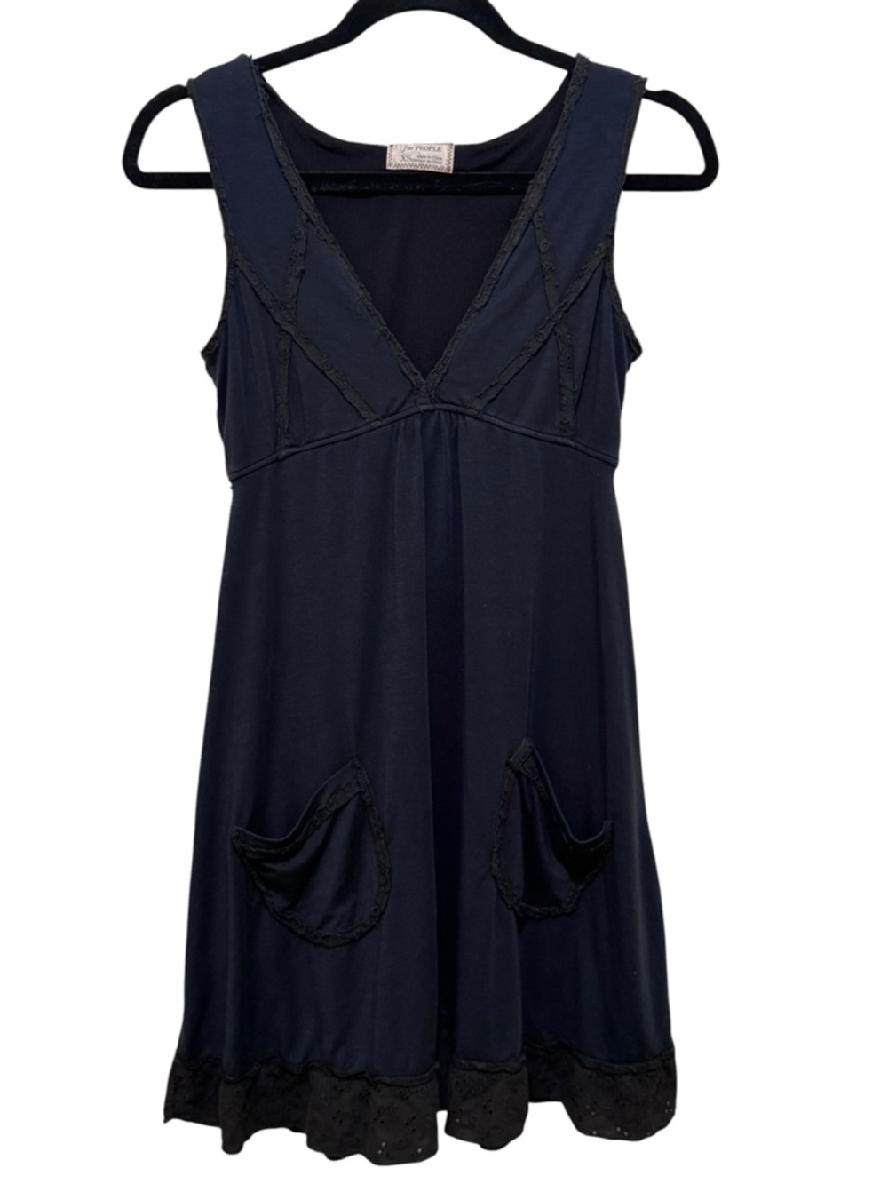 Free People Black Sleeveless V-Neck dress with Pocket Details